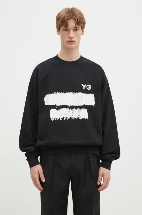 Y-3 bluza Graphic Crew męska kolor czarny z nadrukiem JN4881