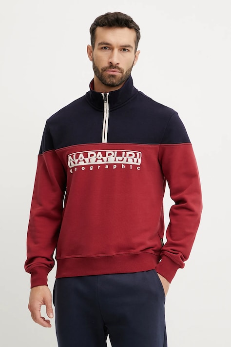 Napapijri hanorac de bumbac B-Saturnia barbati, culoarea albastru marin, cu imprimeu, NP0A4ICHR1E1