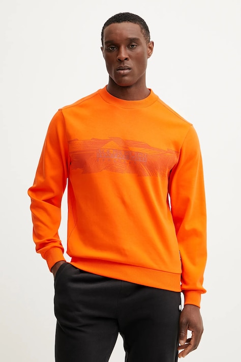 Хлопковая кофта Napapijri B-Vanni мужская цвет оранжевый с принтом NP0A4IC8A001