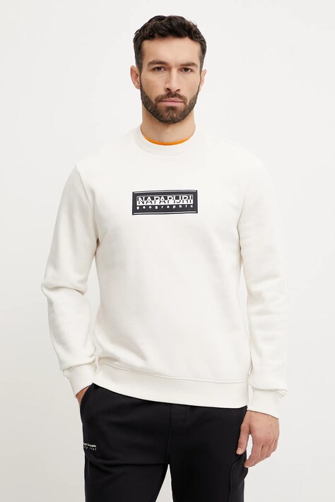 Кофта Napapijri B-Box мужская цвет белый с принтом NP0A4I1AN1A1