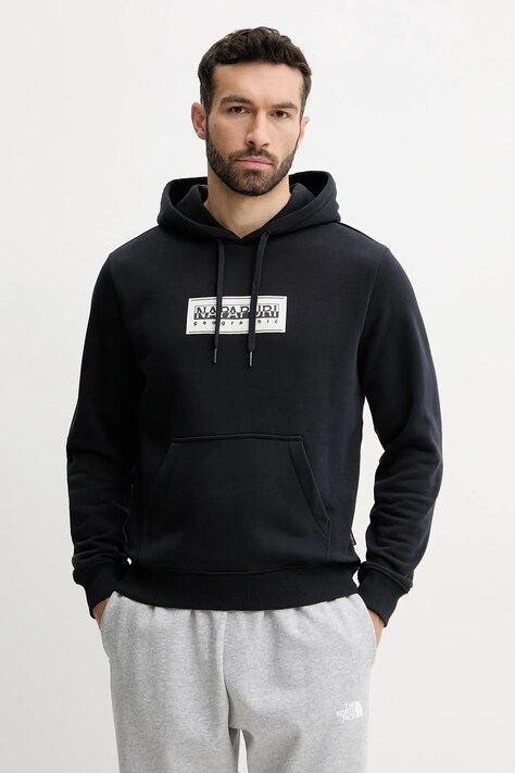 Μπλούζα Napapijri B-Box χρώμα: ναυτικό μπλε, με κουκούλα, NP0A4I190411