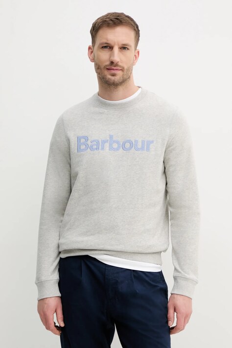 Barbour hanorac de bumbac Pique Applique Crew Sweatshirt barbati, culoarea gri, melanj, MOL0670