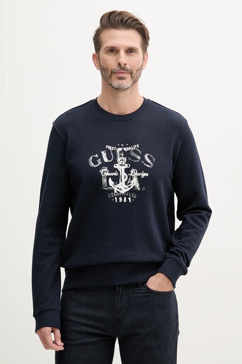 Guess felpa in cotone colore blu navy  M5GQ07 KCS31