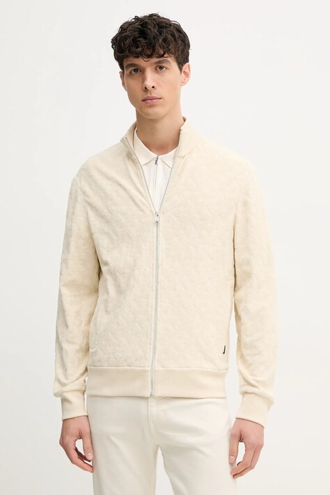 BOSS bluza bawełniana męska kolor beżowy gładka 50537124