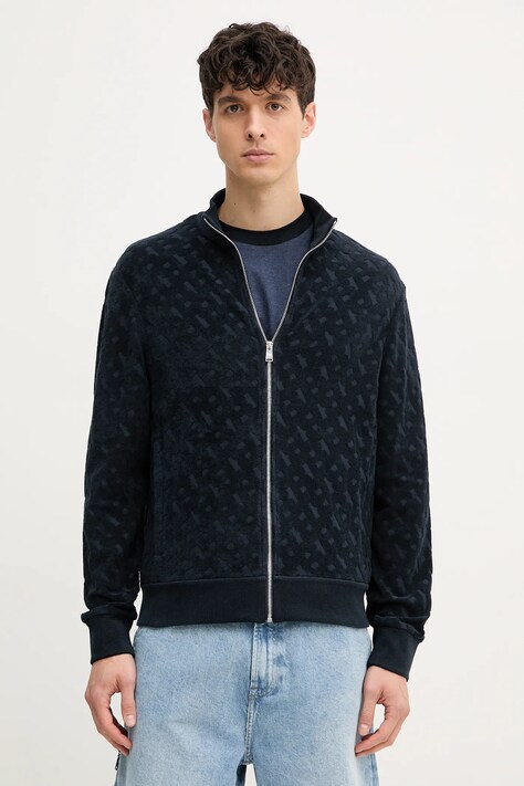 Хлопковая кофта BOSS мужская цвет синий однотонная 50537124