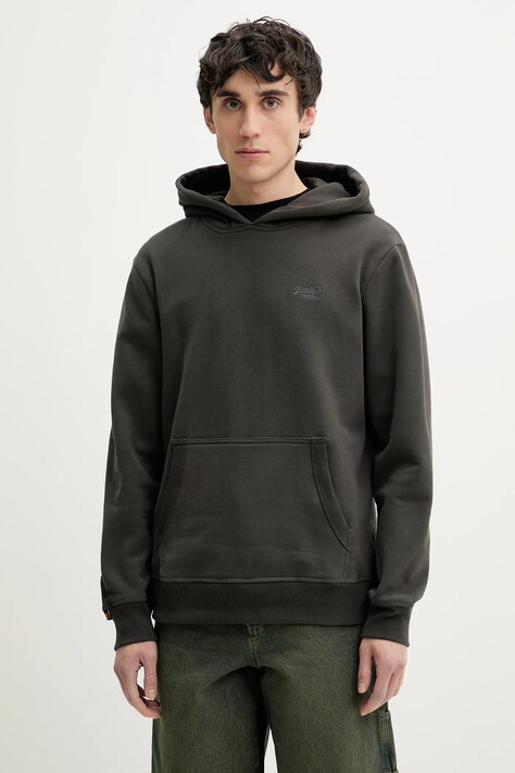 Superdry bluza barbati, culoarea gri, cu glugă, neted, M2014168A-06A