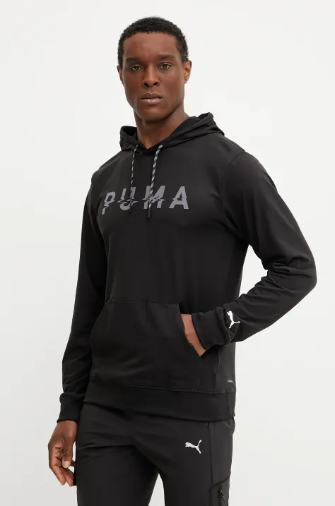 Puma bluza treningowa Cloudspun kolor czarny z kapturem z nadrukiem 526678