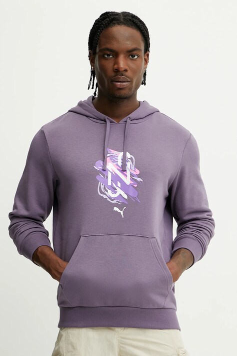 Puma bluză Neymar JR culoarea violet, cu glugă, cu imprimeu, 660099