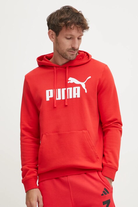 Puma bluza barbati, culoarea rosu, cu glugă, cu imprimeu, 682572