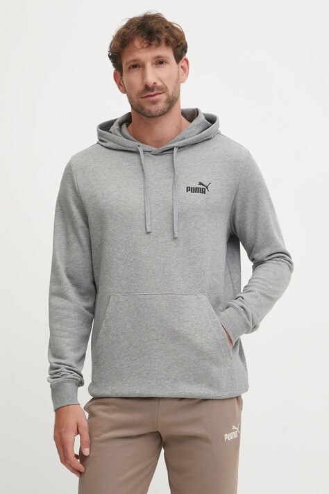 Puma bluza barbati, culoarea gri, cu glugă, neted, 682576