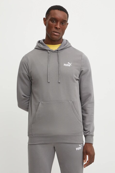 Puma bluza barbati, culoarea gri, cu glugă, neted, 682577