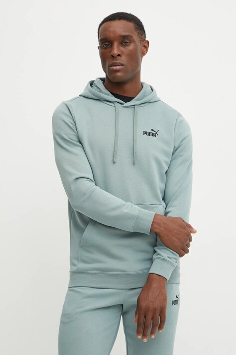 Puma bluza barbati, culoarea verde, cu glugă, neted, 682577