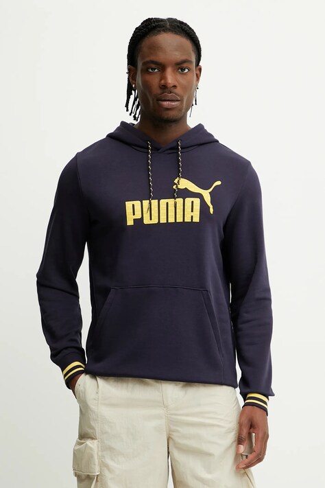 Puma bluza męska kolor granatowy z kapturem z nadrukiem 685895
