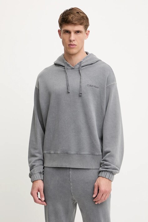 Кофта лаунж Calvin Klein Underwear цвет серый с капюшоном однотонная LV00NM2894