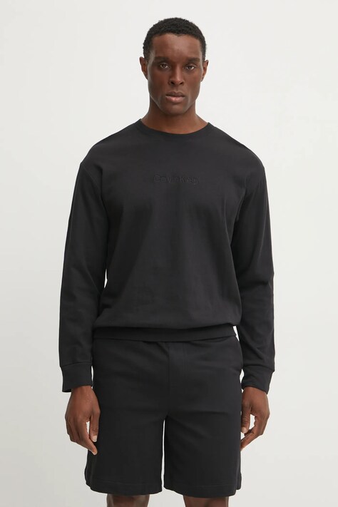 Домашен суичър Calvin Klein Underwear в черно с апликация 000NM2708E
