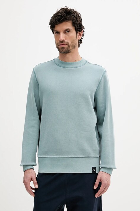 Calvin Klein Jeans felpa in cotone uomo colore blu  J30J327274