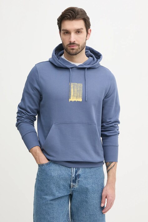 Calvin Klein Jeans felpa in cotone uomo colore blu con cappuccio J30J327525