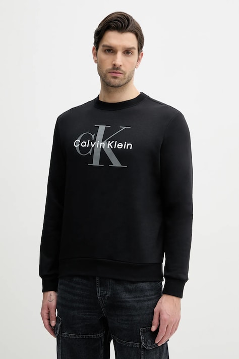 Mikina Calvin Klein Jeans pánská, černá barva, s potiskem, LV040BM801