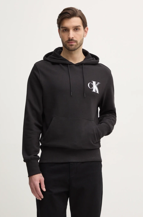 Calvin Klein Jeans felpa in cotone uomo colore nero con cappuccio J30J327476