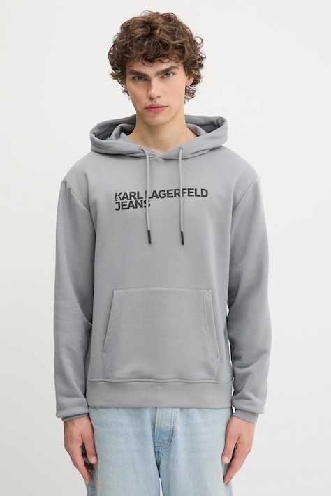 Mikina Karl Lagerfeld Jeans pánská, černá barva, s kapucí, s potiskem, A2M20049