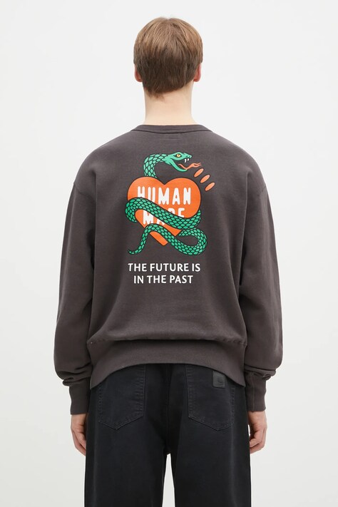 Βαμβακερή μπλούζα Human Made TSURIAMI SWEATSHIRT χρώμα: καφέ, HM29CS011