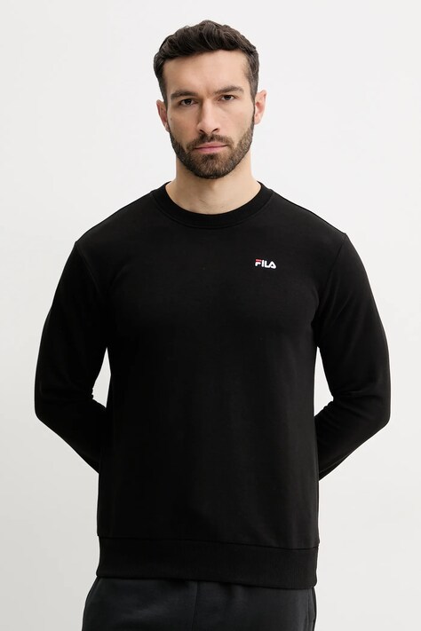 Mikina Fila Leverano pánska, čierna farba, jednofarebná, FAM0876