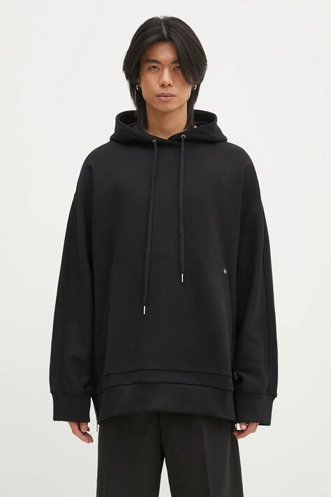 Кофта Helmut Lang Mega Zip Hoodie.Cmbd чоловіча колір чорний з капюшоном однотонна O09HM502