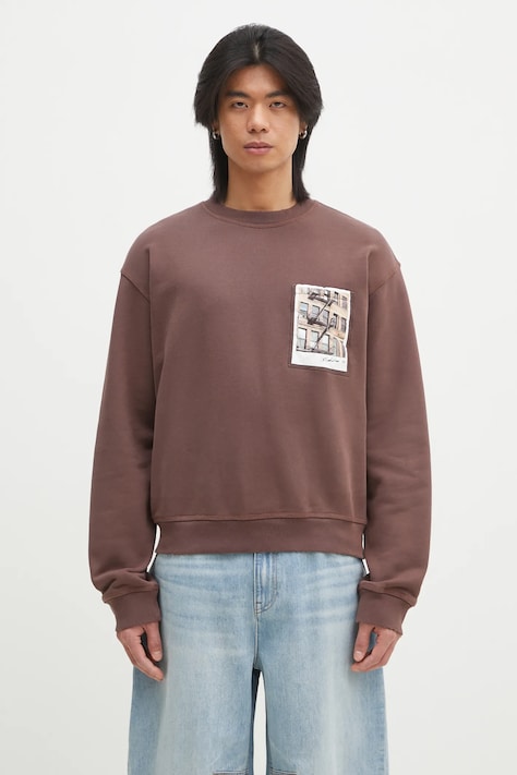 Helmut Lang bluza bawełniana Pstcard Cr Bk.Cmbd 1 męska kolor brązowy z nadrukiem O10HM524