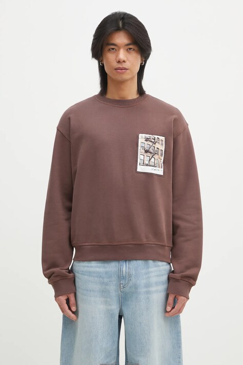 Бавовняна кофта Helmut Lang Pstcard Cr Bk.Cmbd 1 чоловіча колір коричневий з принтом O10HM524