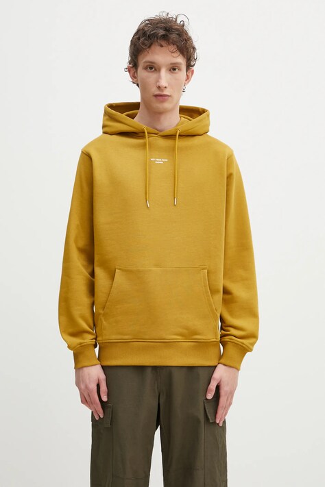 Хлопковая кофта Drôle de Monsieur Le Hoodie Slogan Classique мужская цвет зелёный с капюшоном с принтом G-HO161-CO127-MS