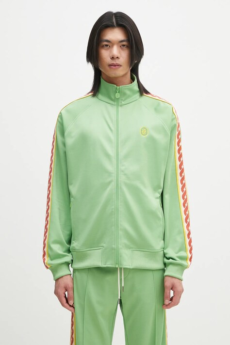 Кофта Drôle de Monsieur La Track jacket Tresse мужская цвет зелёный с аппликацией G-SJ007-PL135-AV