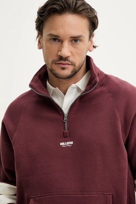 Hollister Co. bluza barbati, culoarea bordo, cu imprimeu, KI322-5005