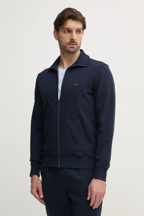 Bavlněná mikina Tommy Hilfiger pánská, tmavomodrá barva, hladká, MW0MW38084