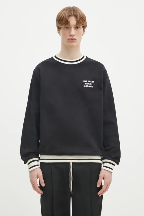 Хлопковая кофта Drôle de Monsieur Le Sweatshirt Slogan Sport мужская цвет чёрный с принтом F-SW140-CO127-BL