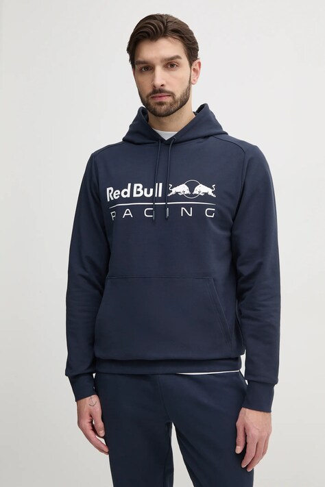 Mikina Red Bull Racing x Pepe Jeans TEAM LOGO HOODY pánska, tmavomodrá farba, s kapucňou, s potlačou, RM580016