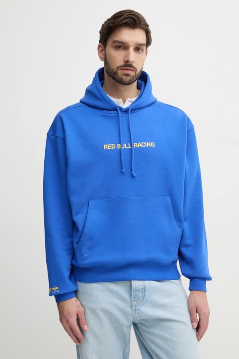 Хлопковая кофта Red Bull Racing x Pepe Jeans BREAKING RECORDS HDY мужская цвет фиолетовый с капюшоном с принтом RM580021