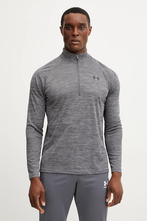 Under Armour bluză de trening Tech Textured culoarea gri, cu imprimeu, 1382797