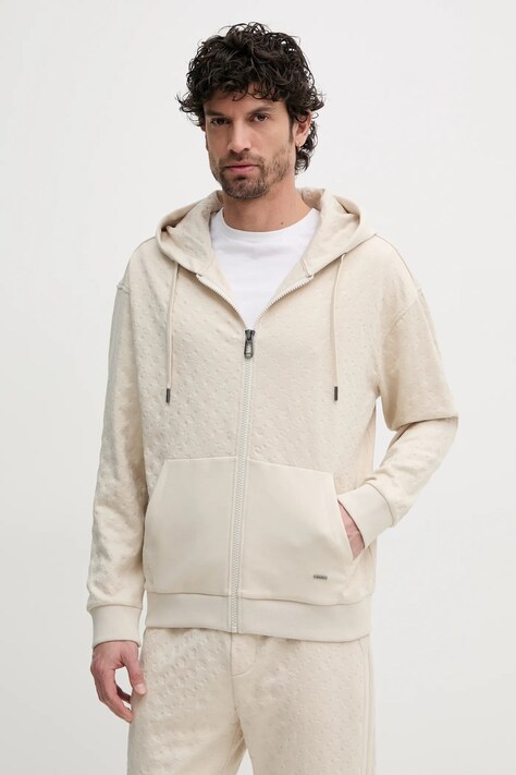 Μπλούζα Joop! χρώμα: μπεζ, με κουκούλα, 30045559