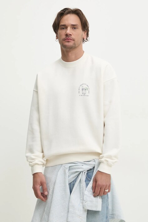 Abercrombie & Fitch bluza męska kolor beżowy z nadrukiem KI122-5215