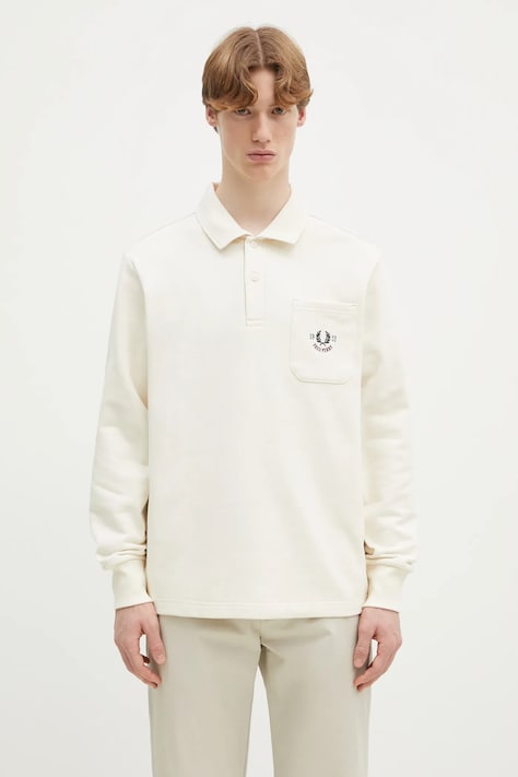 Бавовняна кофта Fred Perry чоловіча колір бежевий з аплікацією M9846.560