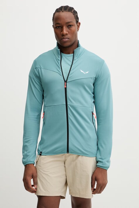 Salewa bluza sportowa Puez Cammino męska kolor turkusowy gładka 00.0000029094