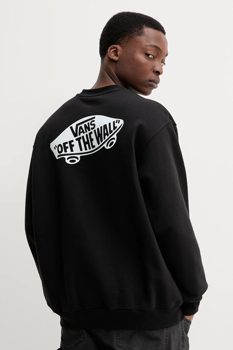 Vans hanorac de bumbac bărbați, culoarea negru, cu imprimeu, VN000P52Y281