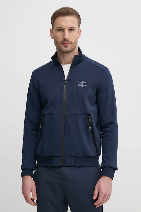 Pamučna dukserica Aeronautica Militare za muškarce, boja: tamno plava, s aplikacijom, FE1986F581