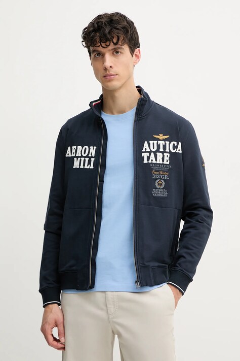 Aeronautica Militare felpa uomo colore blu navy con applicazione FE1999F459