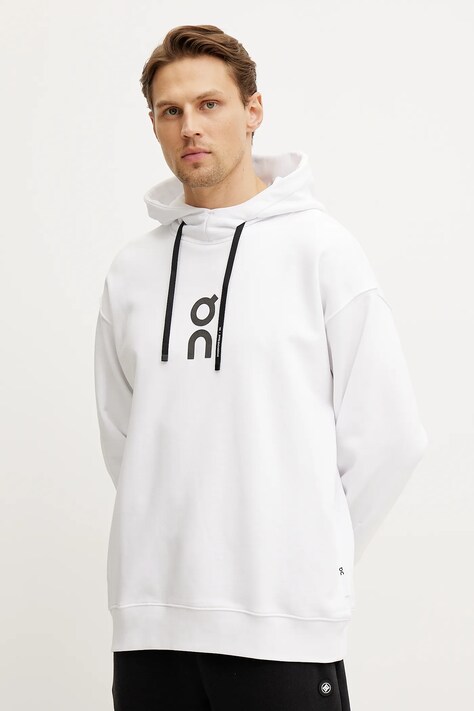 ON running bluza Club barbati, culoarea alb, cu glugă, cu imprimeu, 1ME10030069