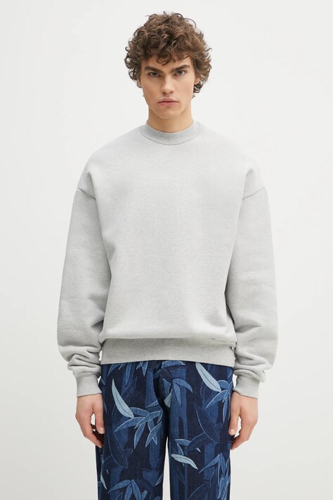 MKI MIYUKI ZOKU bluza bawełniana 800 Gsm Superweight Crewneck męska kolor szary gładka 800.GSM.SUPERWEIGHT.CRE
