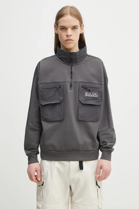 Napapijri felső B-Tusco Hz szürke, férfi, nyomott mintás, NP0A4IC9H981