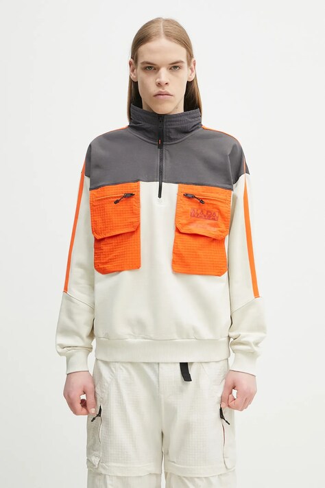 Napapijri pulóver gyapjú keverékből B-Tusco Hz bézs, férfi, mintás, NP0A4IC9N1J1