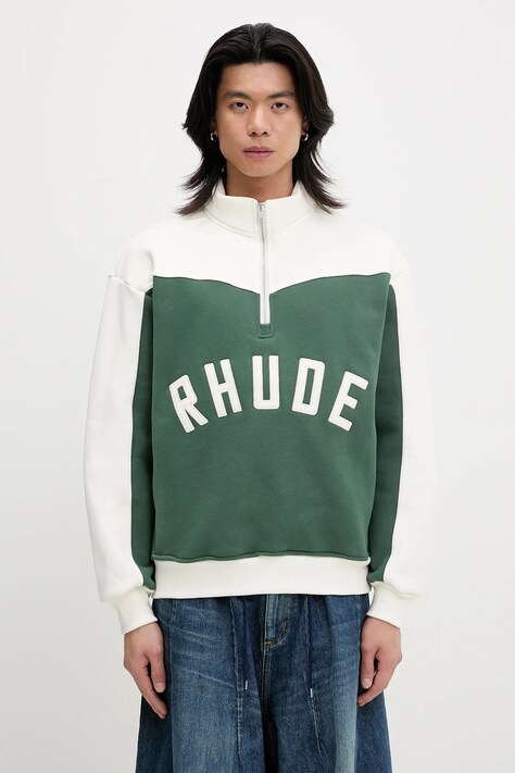 Хлопковая кофта RHUDE Monaco цвет зелёный с аппликацией RHSS25SW01012