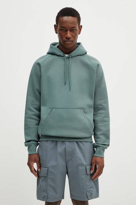Mikina Carhartt WIP Hooded Chase Sweat pánská, zelená barva, s kapucí, hladká, I033661